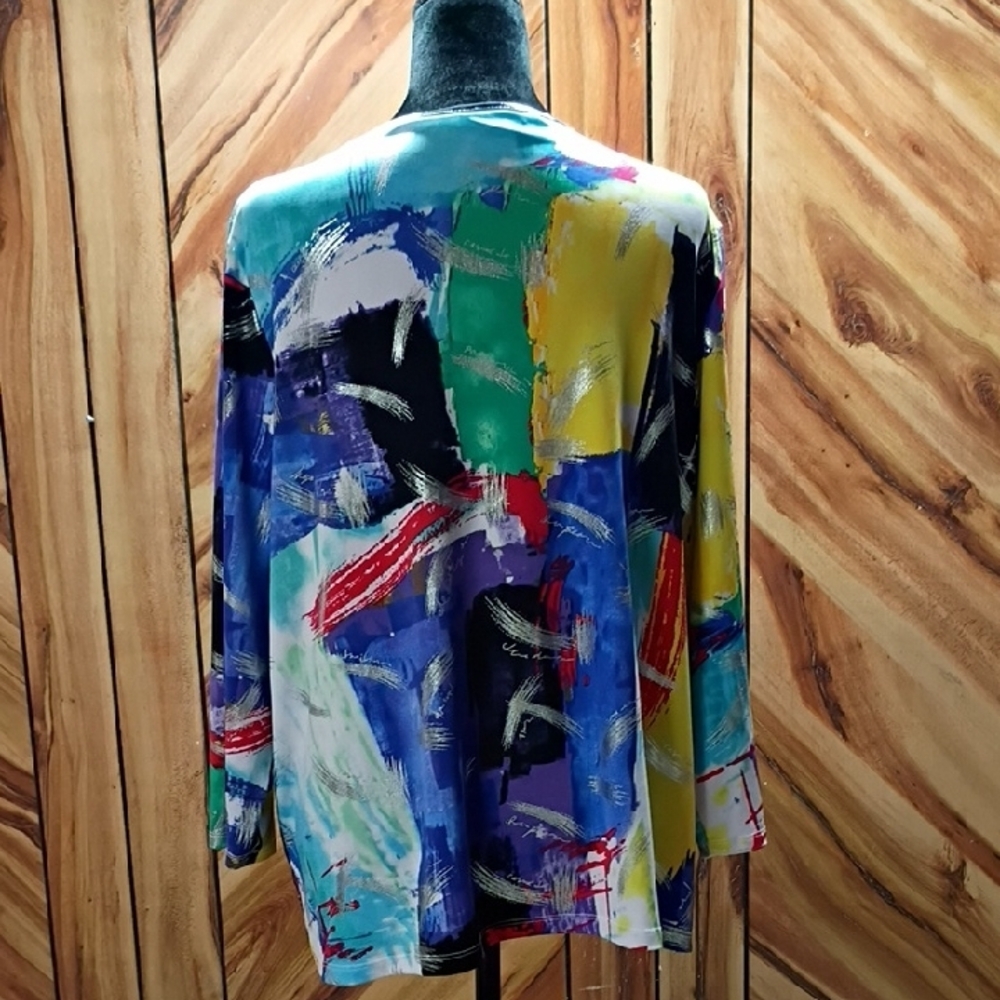 Allison Daley Abstract Art Print Multicolored Pattern, Lightweight Longsleeve XL - Picture 2 of 13